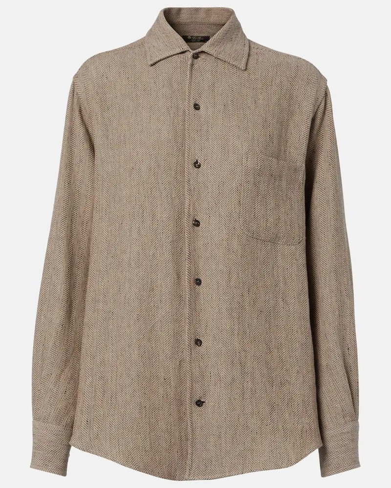 Loro Piana Hemd André aus Leinen-Crêpe Braun