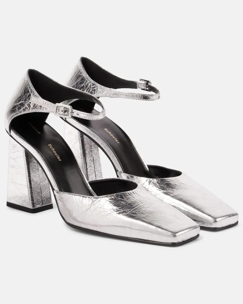 Proenza Schouler Pumps Quad aus Metallic-Leder Silber
