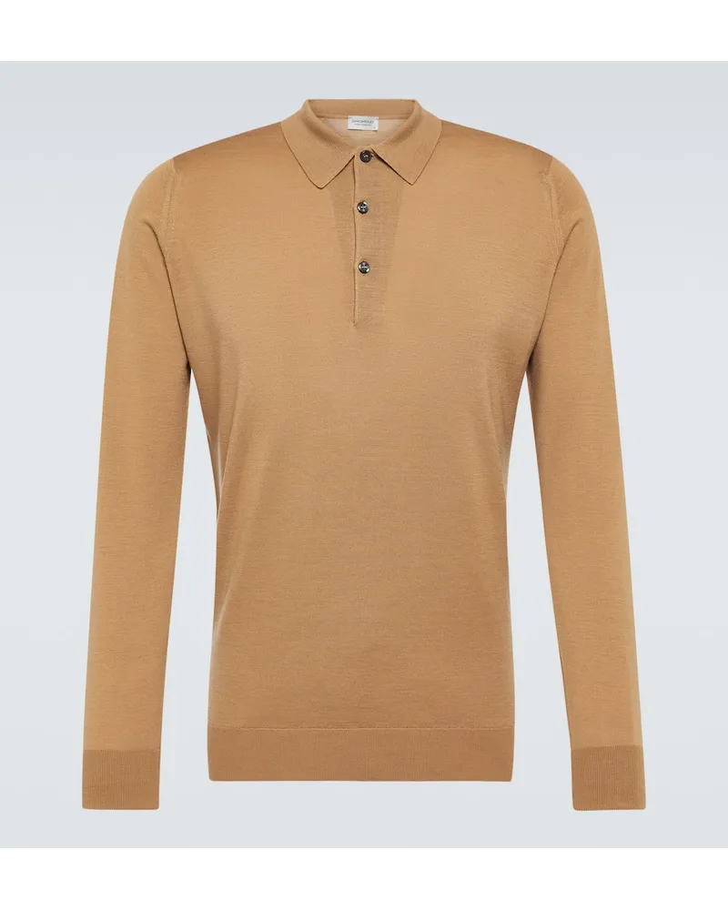 John Smedley Polopullover Cotswold aus Wolle Braun