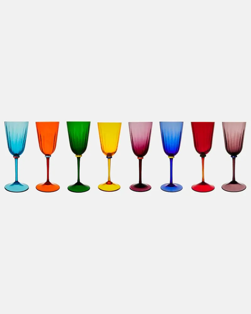 La DoubleJ Set Rainbow aus acht Weingläsern Multicolor