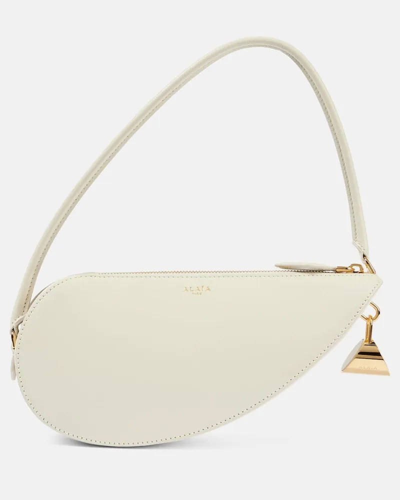 Alaïa Alaia Schultertasche Le Demi Cour aus Leder Weiss