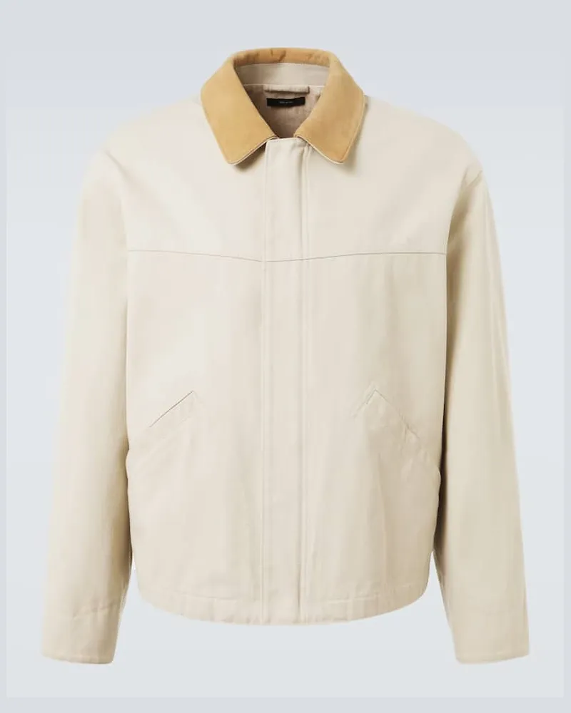 Tom Ford Jacke aus Baumwoll-Canvas mit Veloursleder Weiß