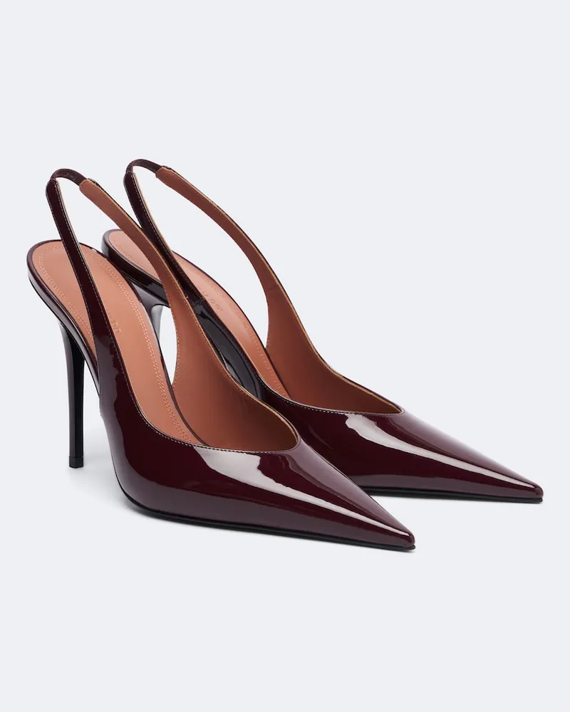 Amina Muaddi Slingback-Pumps Anok aus Leder Burgunderrot