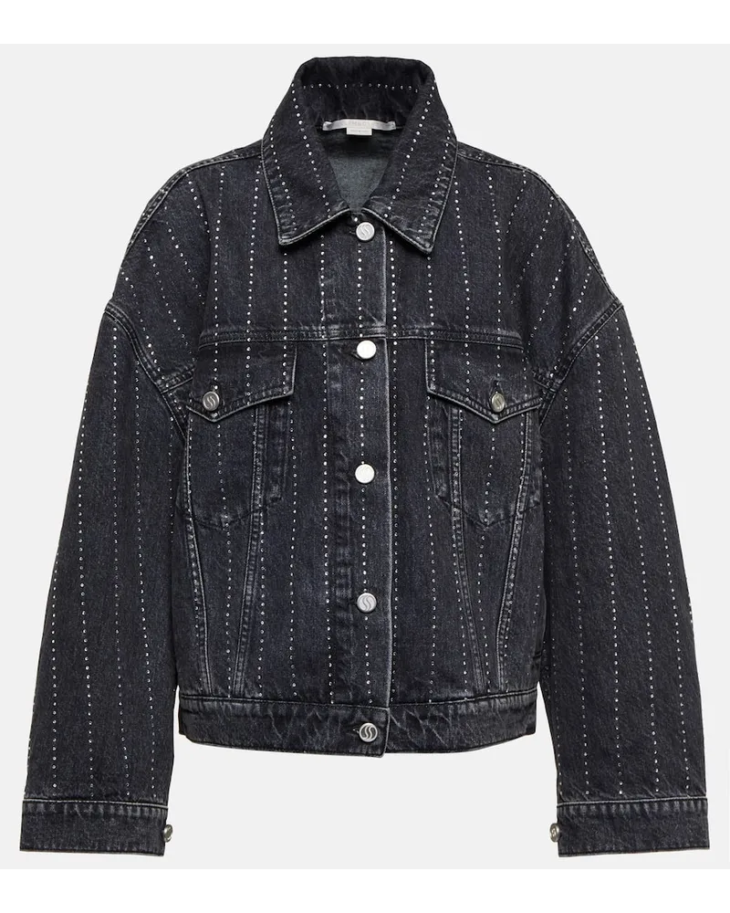 Stella McCartney Jeansjacke mit Kristallen Schwarz