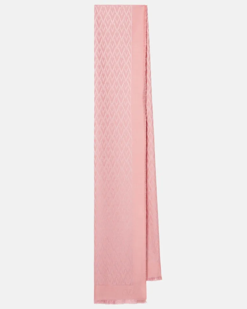 Valentino Garavani Schal Toute La V aus Seide und Wolle Pink