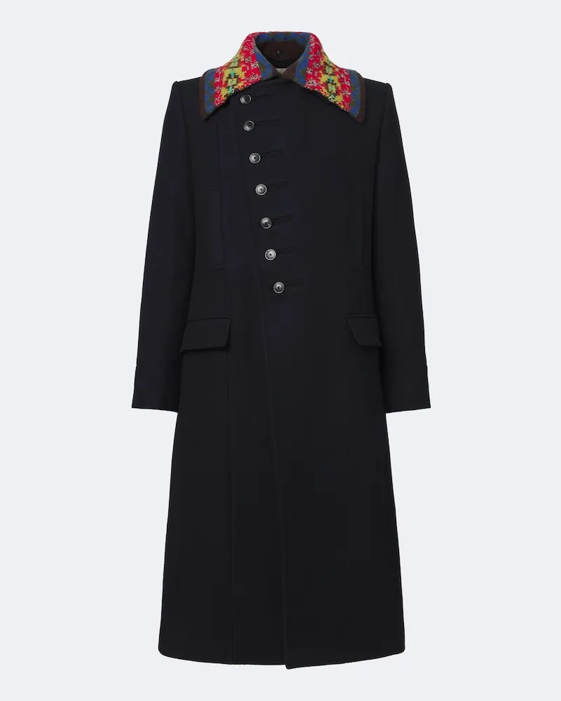 Dries van Noten Mantel aus einem Wollgemisch Blau