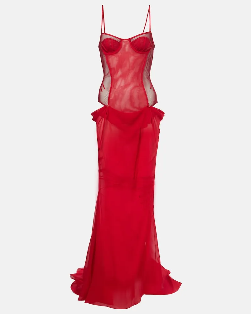ATTICO Bustier-Kleid aus Chiffon Rot