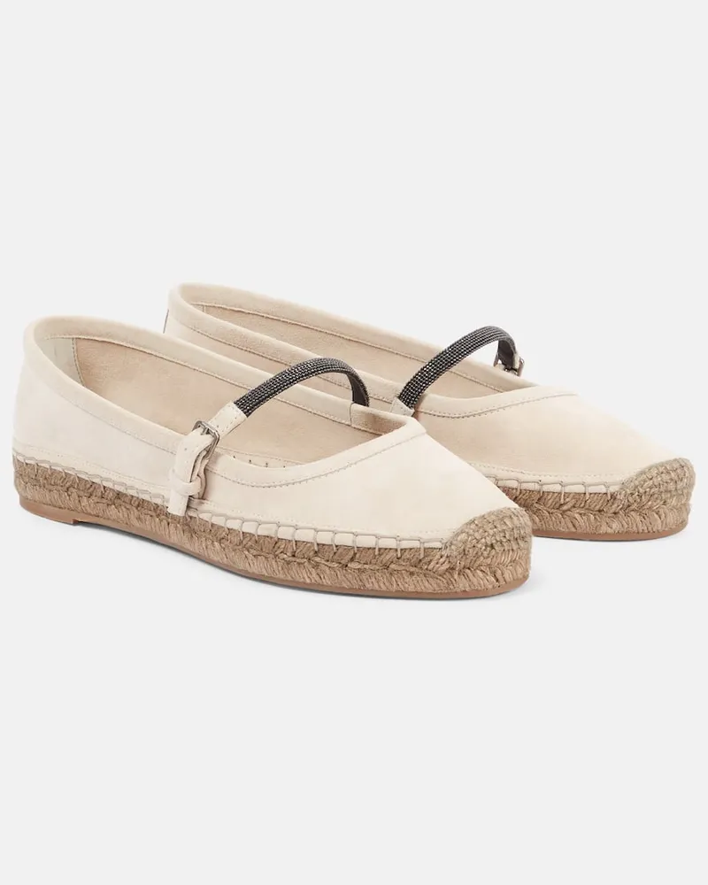Brunello Cucinelli Espadrilles Monili aus Veloursleder Beige