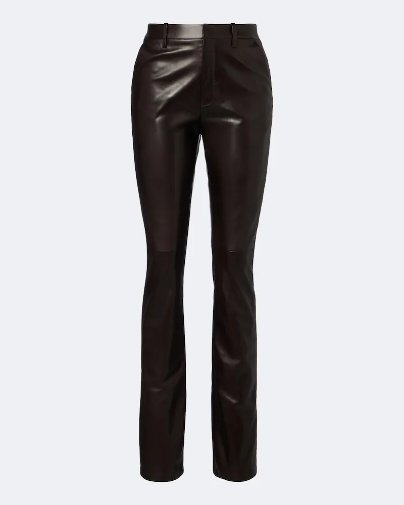 Ralph Lauren Schmale Hose aus Leder Braun