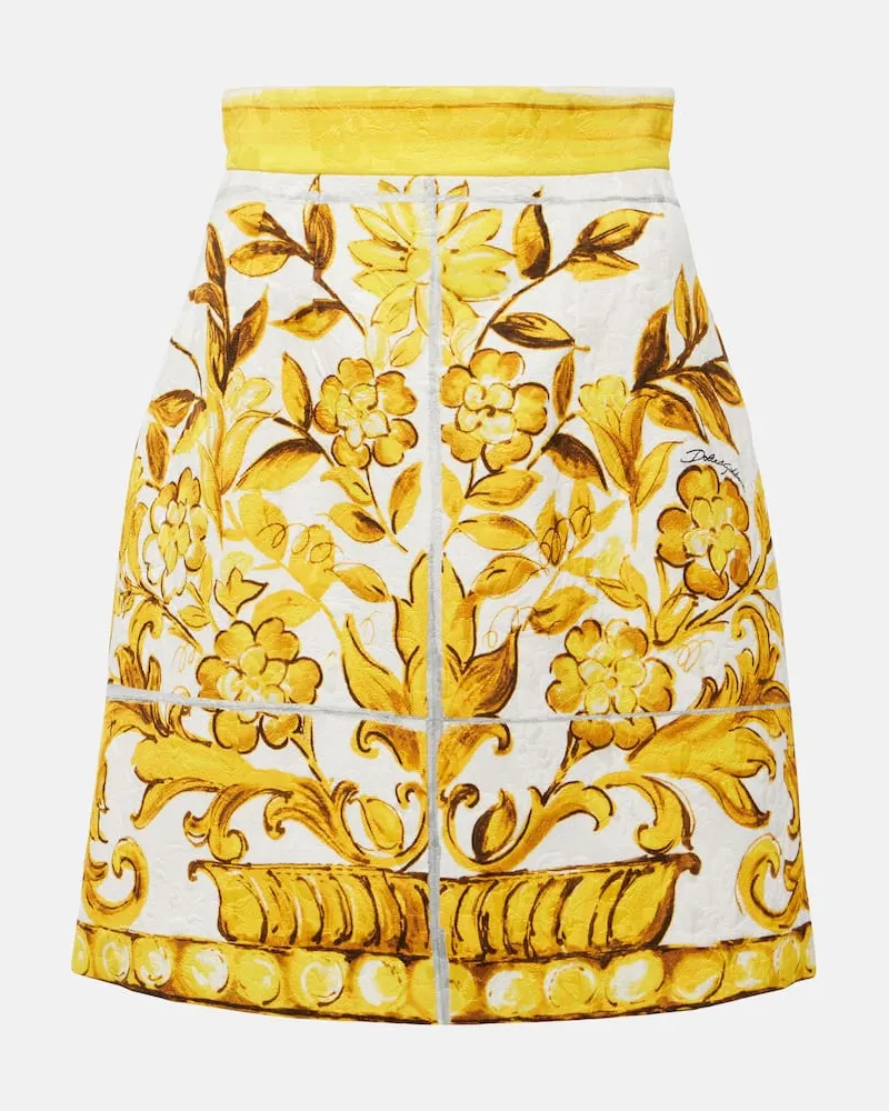 Dolce & Gabbana Minirock Majolica aus Brokat Gelb