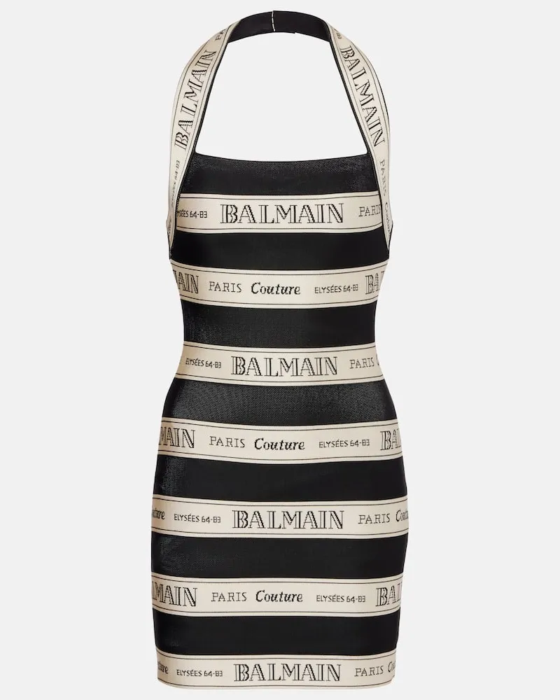 Balmain Minikleid aus Jacquard Beige