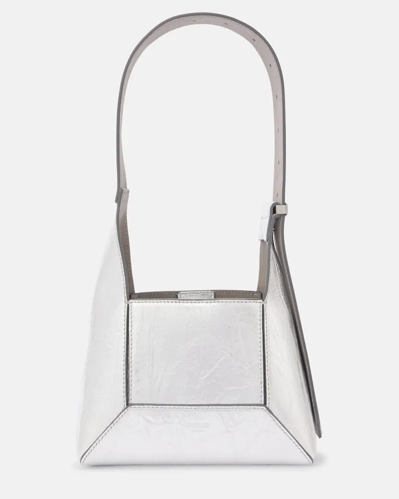 Jimmy Choo Schultertasche Diamond Small aus Metallic-Leder Schwarz