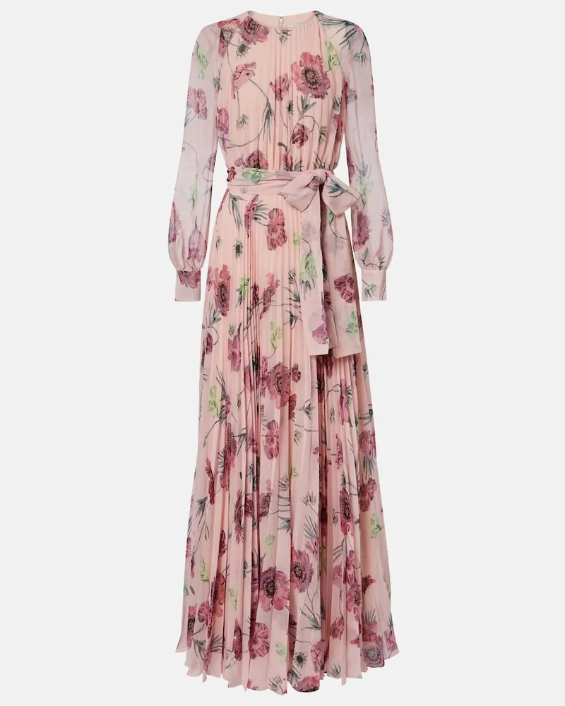 Erdem Bedruckte Robe aus Voile Rosa