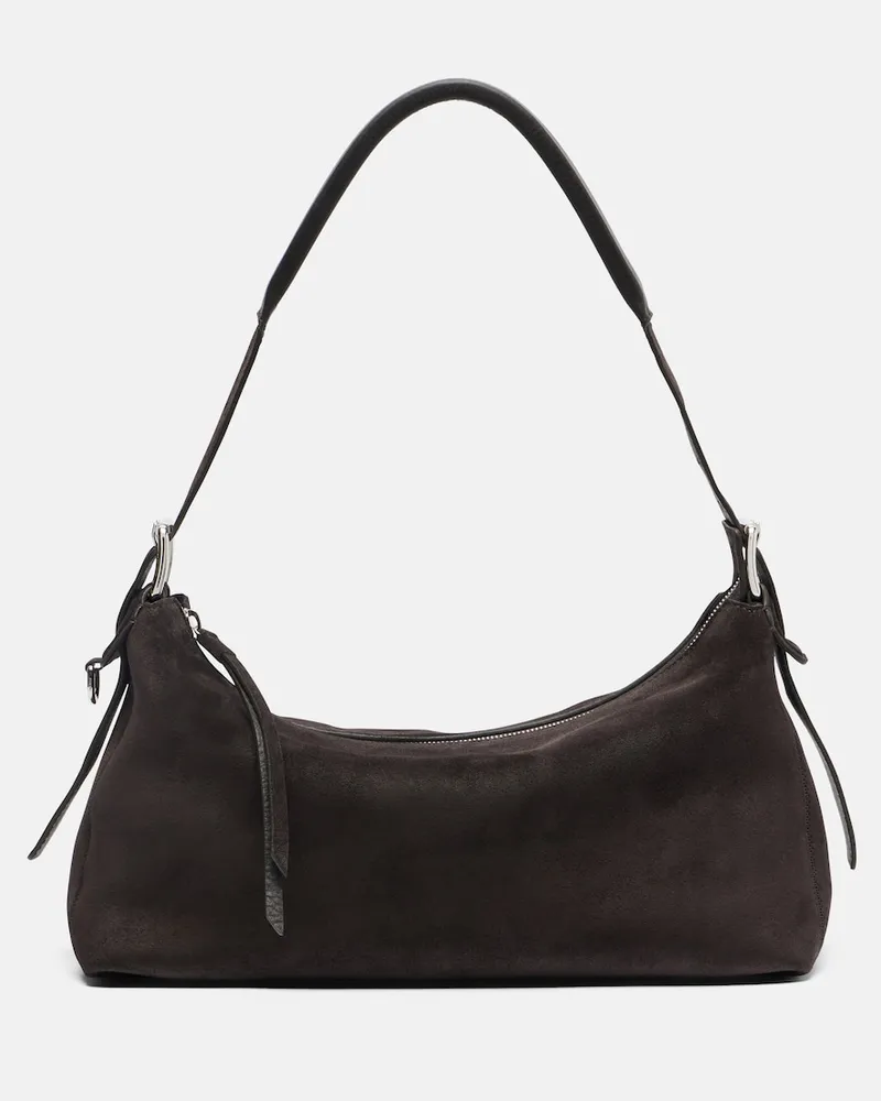 Christophe Lemaire Schultertasche Small aus Veloursleder Braun