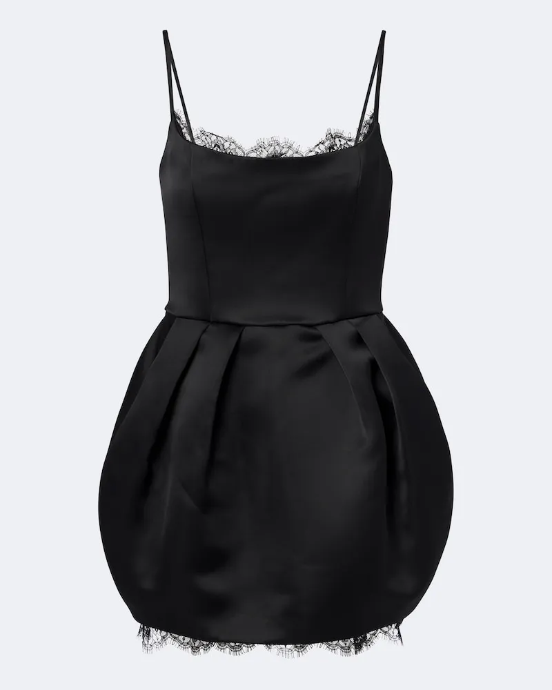 Blumarine Minikleid aus Duchesse mit Spitze Schwarz