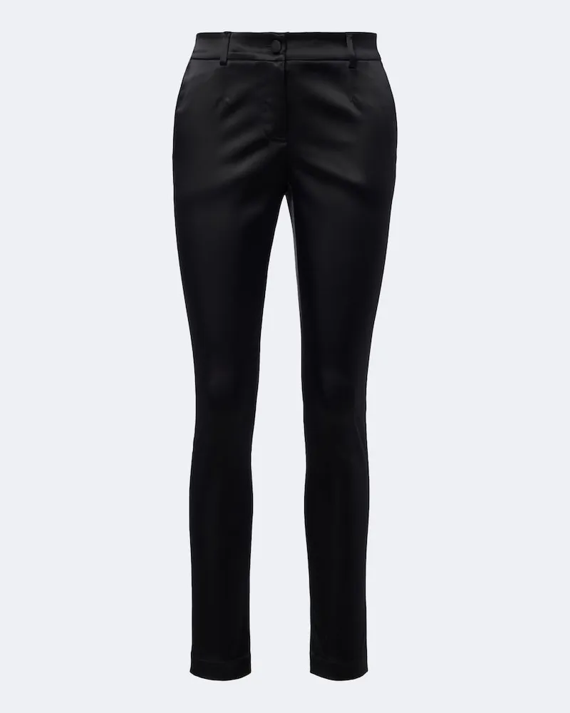 Dolce & Gabbana Schmale Hose aus Satin Schwarz