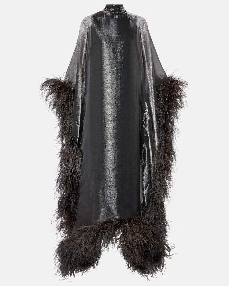 Taller Marmo Kaftan Casta mit Federn Metallic