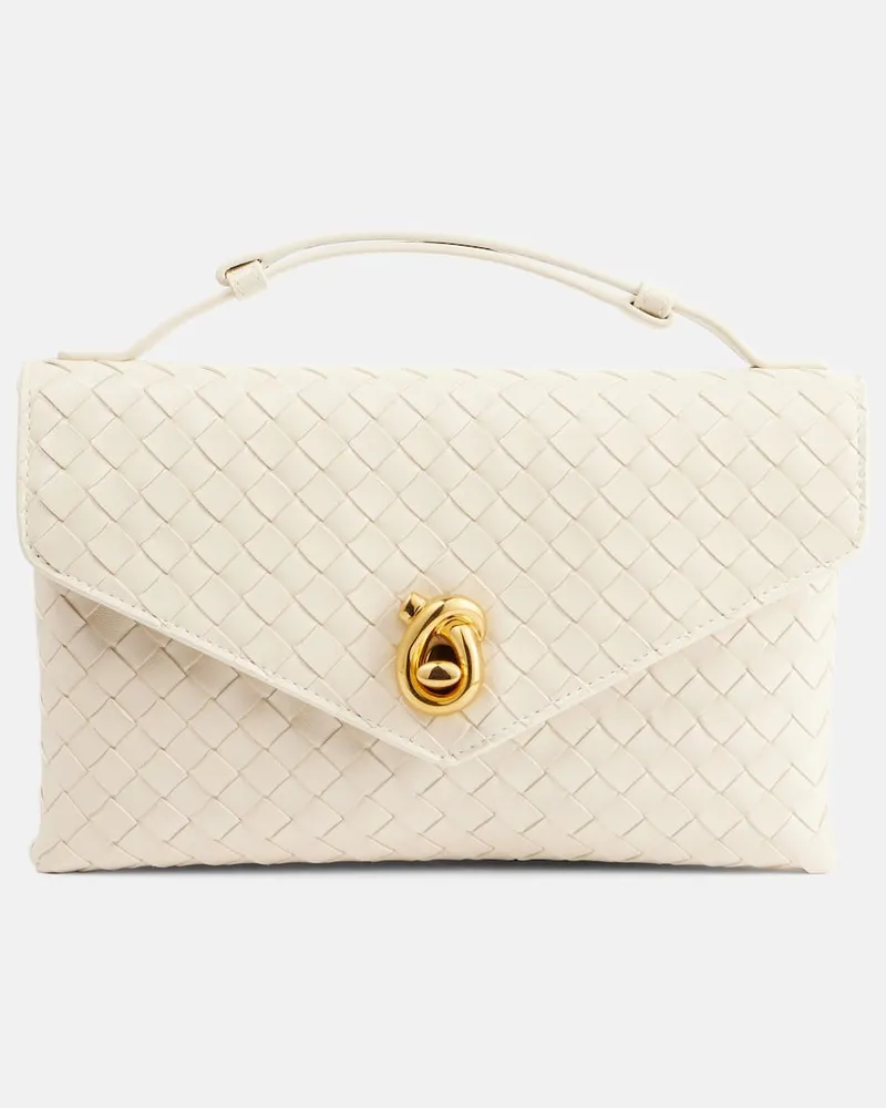 Bottega Veneta Schultertasche Knot Lock aus Leder Weiß