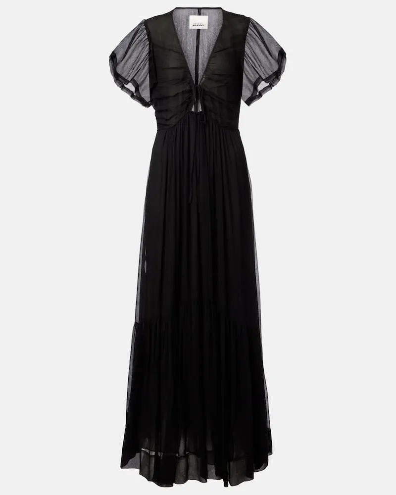 Isabel Marant Maxikleid Agathe aus Seide Schwarz