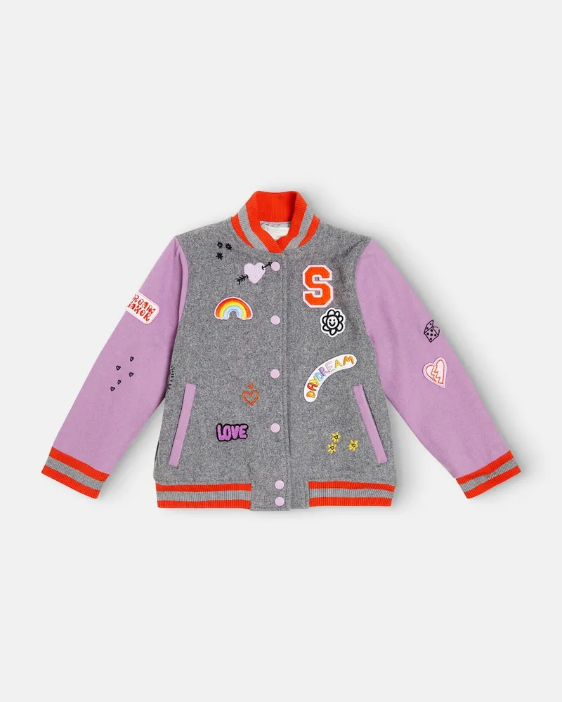 Stella McCartney Kids Collegejacke aus einem Wollgemisch Grau