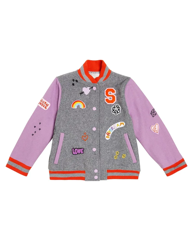 Stella McCartney Kids Collegejacke aus einem Wollgemisch Grau