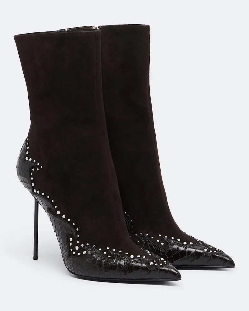 Paris Texas Ankle Boots Lidia Queen of Hearts aus Leder Braun
