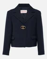 Valentino Garavani Cropped-Blazer VLogo Locker aus Crepe Couture Blau