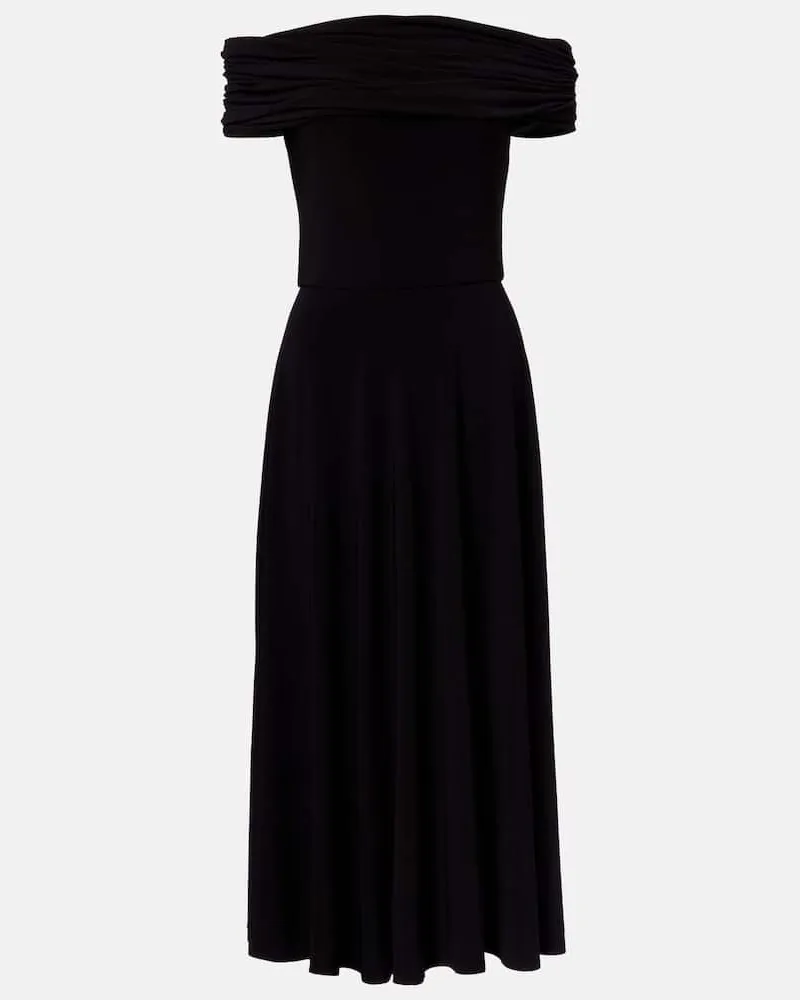 Norma Kamali Off-Shoulder-Midikleid Schwarz