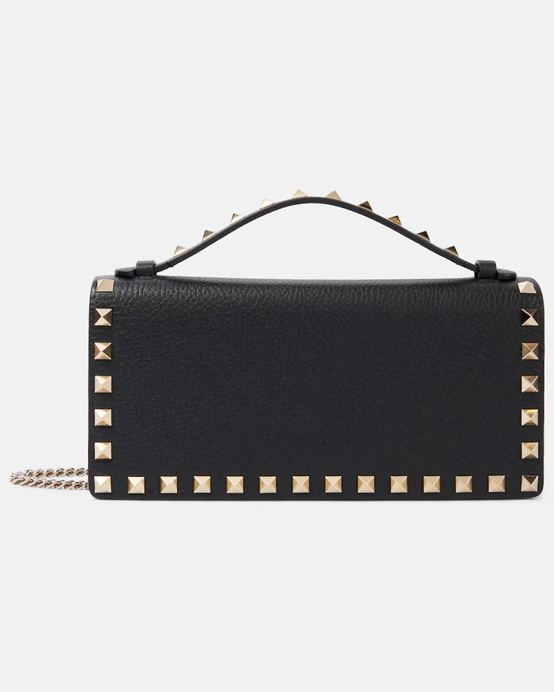 Valentino Garavani Portemonnaie mit Kettenriemen Rockstud aus Leder Schwarz