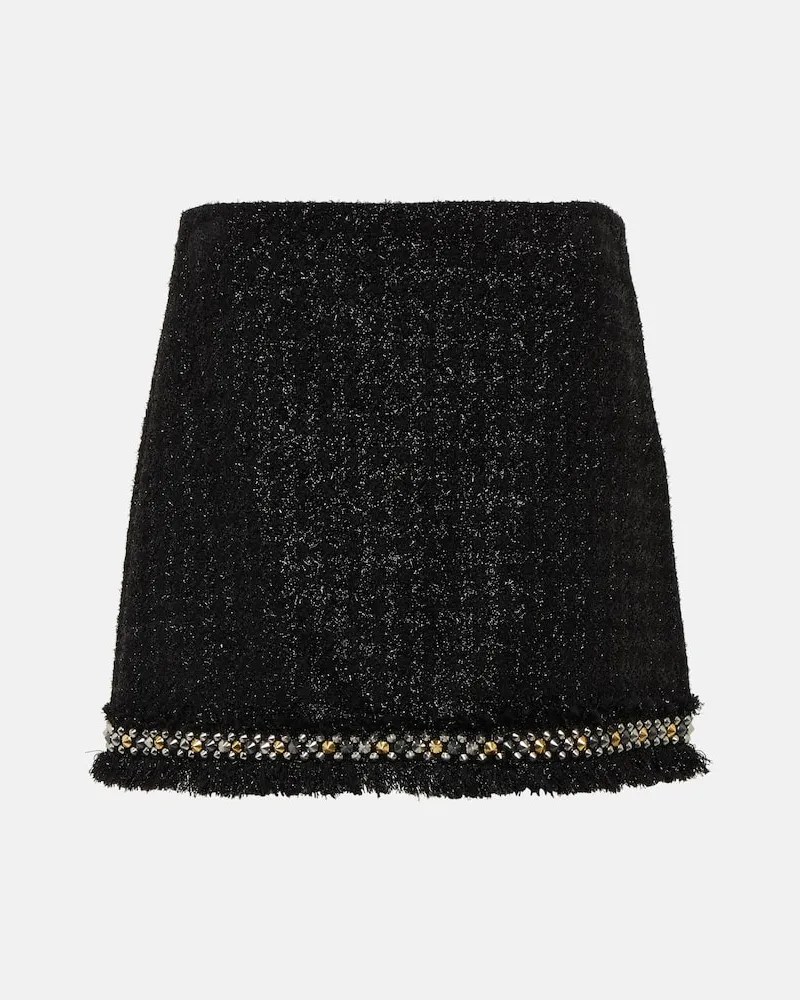 Versace Verzierter Minirock aus Tweed Schwarz