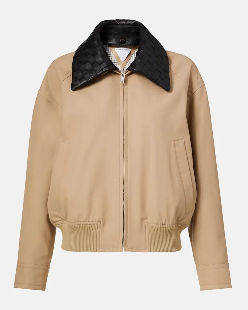 Bottega Veneta Blouson Intrecciato aus Baumwoll-Twill Beige