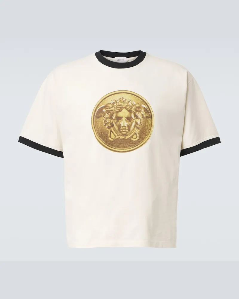 Versace T-Shirt Medusa aus Baumwoll-Jersey Weiß