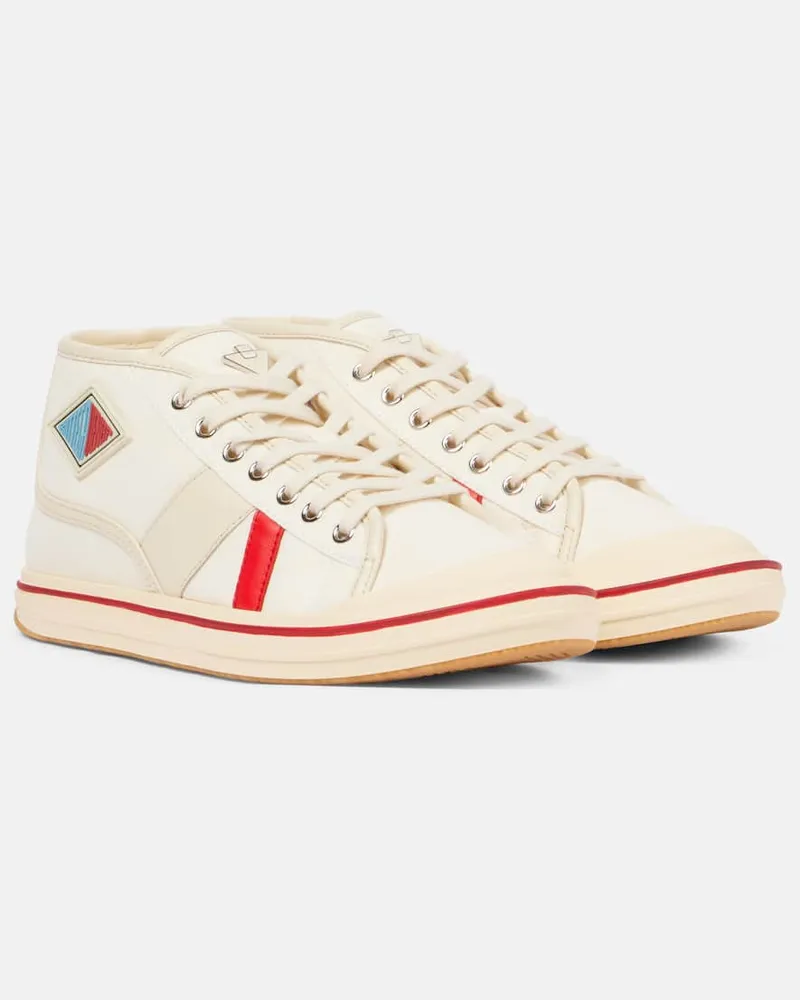 Bottega Veneta High-Top Sneakers aus Canvas mit Leder Weiß