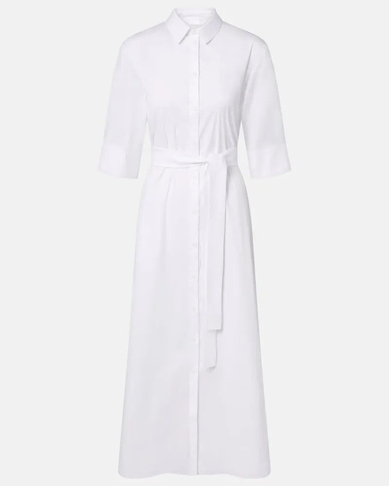 Max Mara Hemdblusenkleid Cognac aus einem Baumwollgemisch Weiß