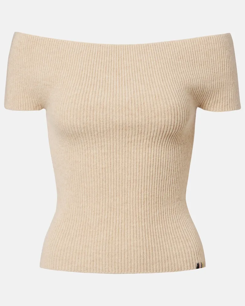 extreme cashmere Top N°381 Libra aus einem Kaschmirgemisch Beige