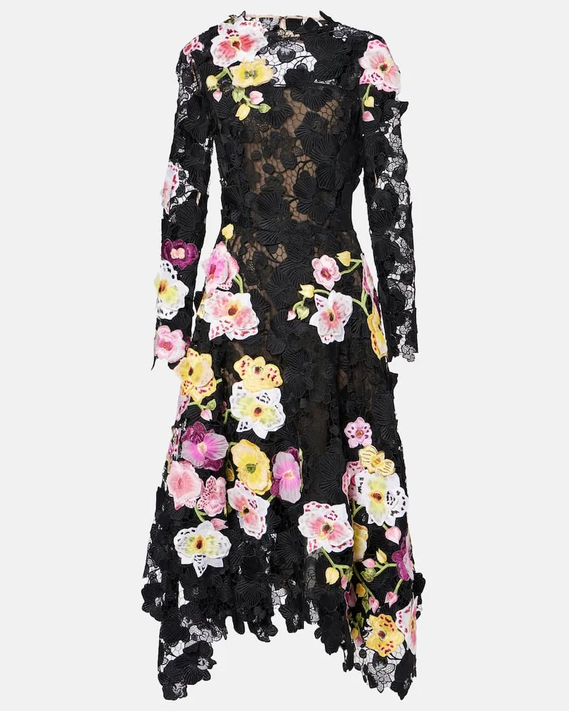 Oscar de la Renta Robe aus Guipure-Spitze Schwarz