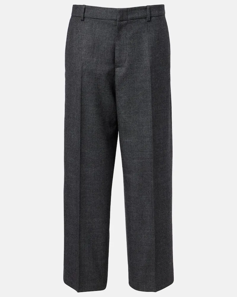 Gucci Gerade Hose aus Wolle Grau