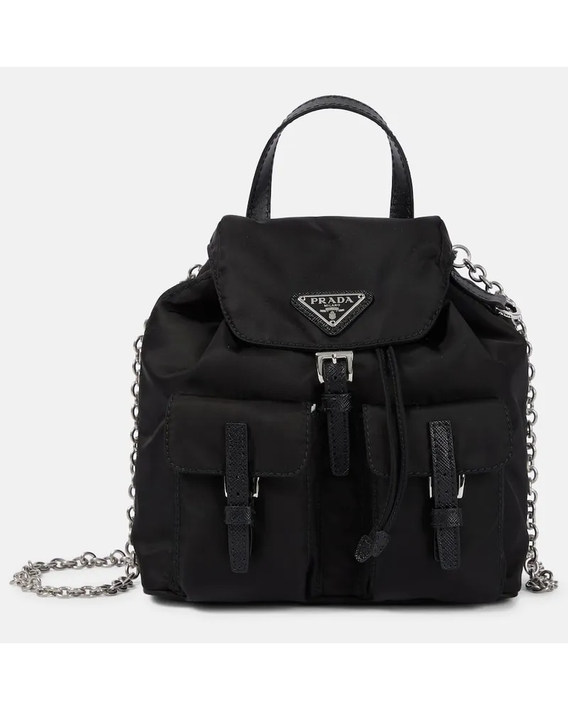 Prada Schultertasche aus Nylon Schwarz