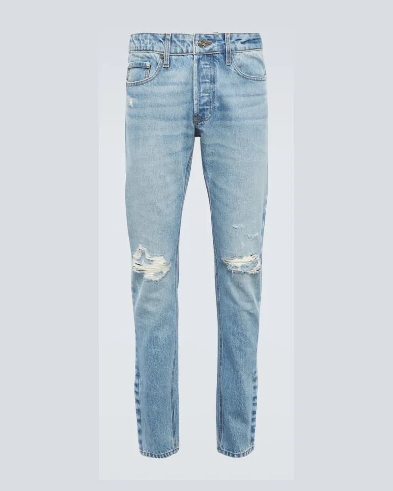DUE DILIGENCE Distressed Slim Jeans Blau