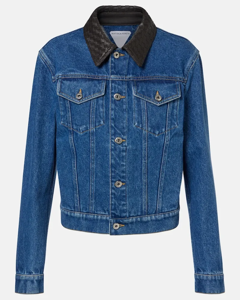 Bottega Veneta Jeansjacke Intrecciato Blau