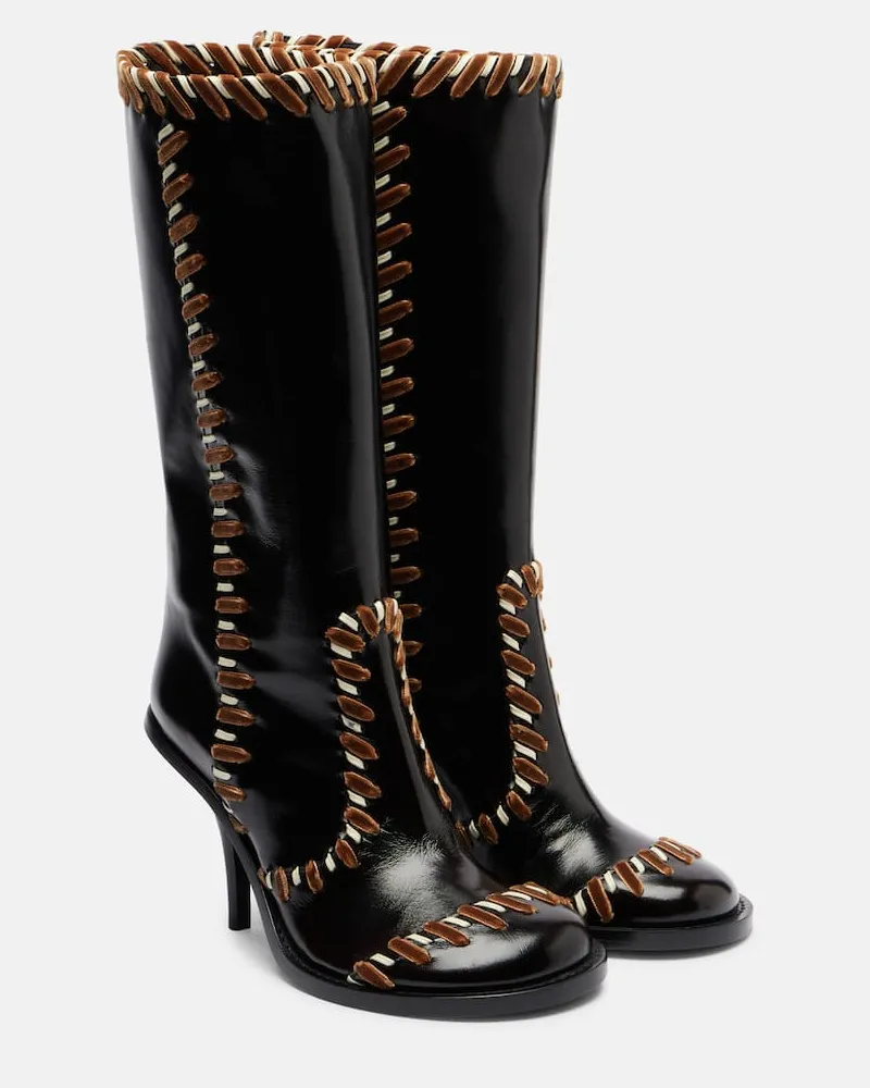 Dries van Noten Stiefel 90 aus Leder Braun
