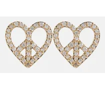 Ohrringe Peace Heart aus 14kt Gelbgold mit Diamanten