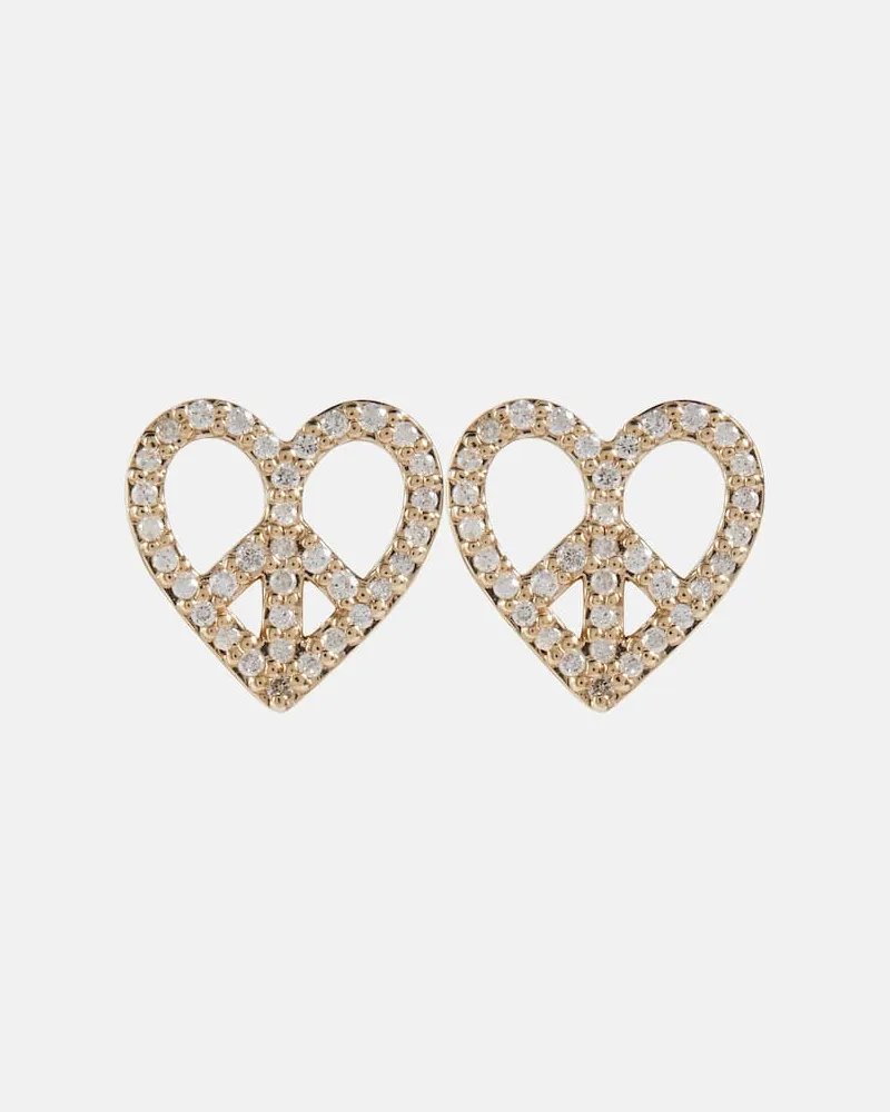 Sydney Evan Ohrringe Peace Heart aus 14kt Gelbgold mit Diamanten Gold
