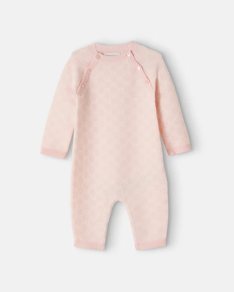 Gucci Jacquard-Onesie GG aus Wolle Rosa