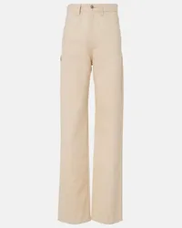 Loro Piana High-Rise Wide-Leg Jeans Etienne Beige