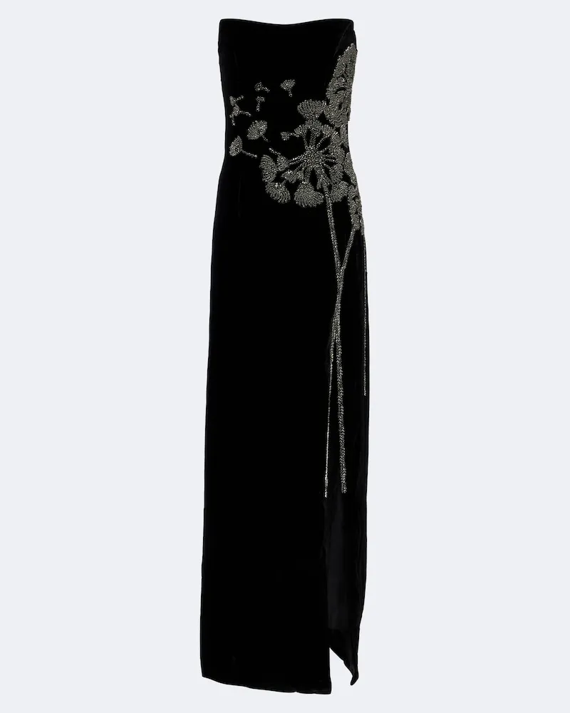 COSTARELLOS Verzierte Robe aus Samt Schwarz