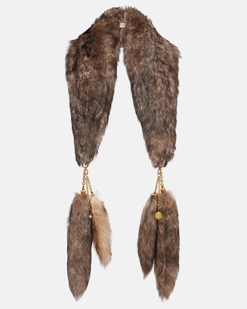 Chloé Chloé Schal Treasure Tails aus Shearling Braun