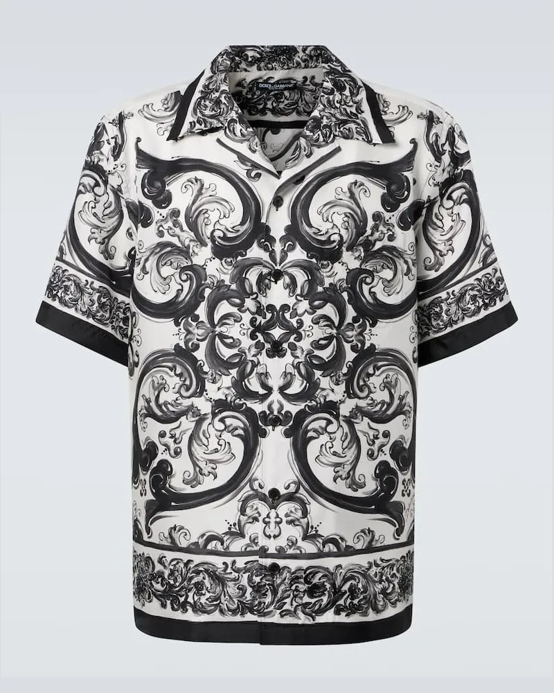 Dolce & Gabbana Hemd Majolica aus Seiden-Twill Schwarz