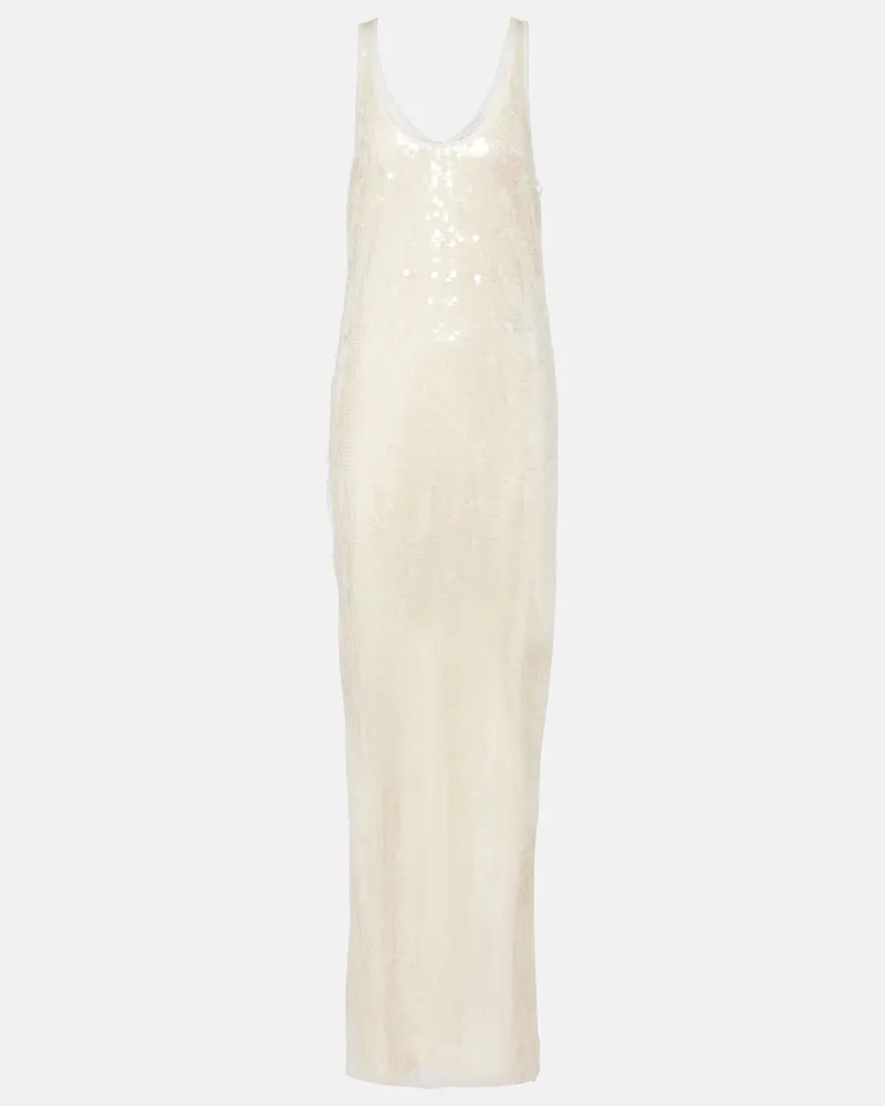 Stella McCartney Maxikleid mit Pailletten Weiß