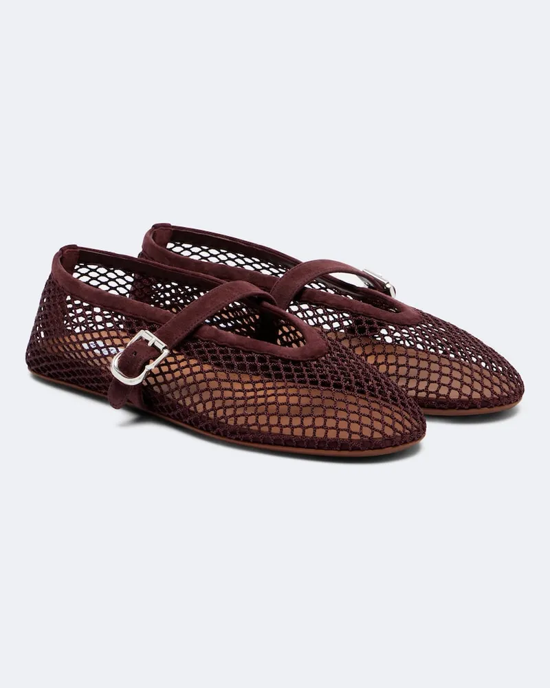 Alaïa Alaïa Mary-Jane-Ballerinas Ballerine aus Mesh Burgunderrot